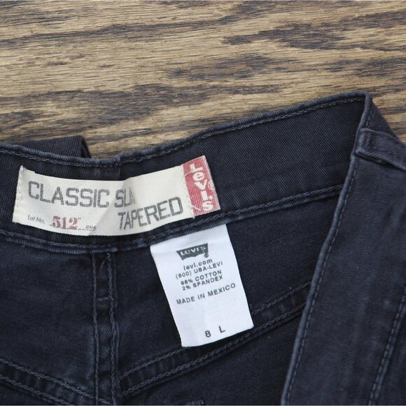 Levi's Womens Y2K Vintage 512 Classic Slim Taper Jeans Black Multi 8 Long - Picture 6 of 7